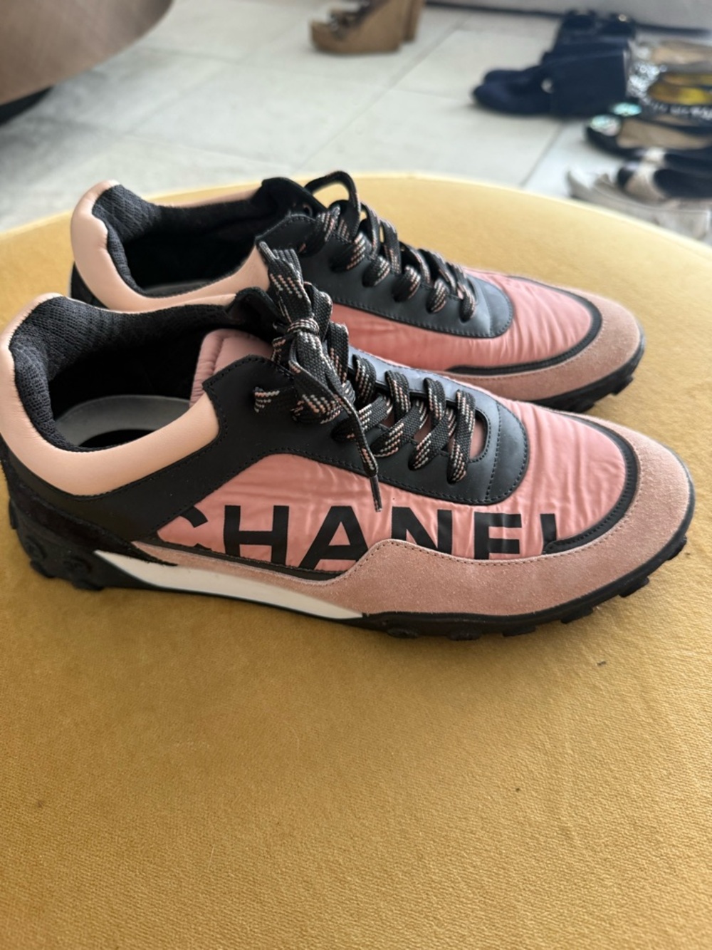 CHANEL Pink and Black Women's Sneakers with Logo Side Detail - Picture 2 of 7